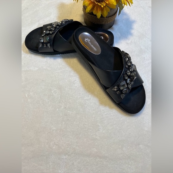 Easy Spirit "Marvina" Criss-Cross Strap Rhinestone Leather Sandal Size 5.5 - Picture 2 of 5